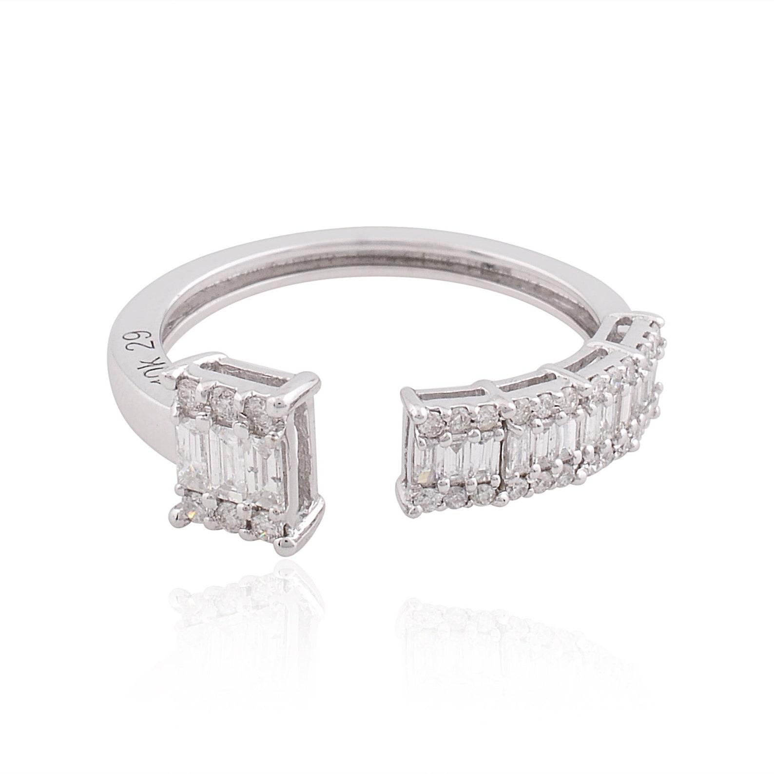 Modern Baguette Diamond 10 Karat White Gold Ring For Sale