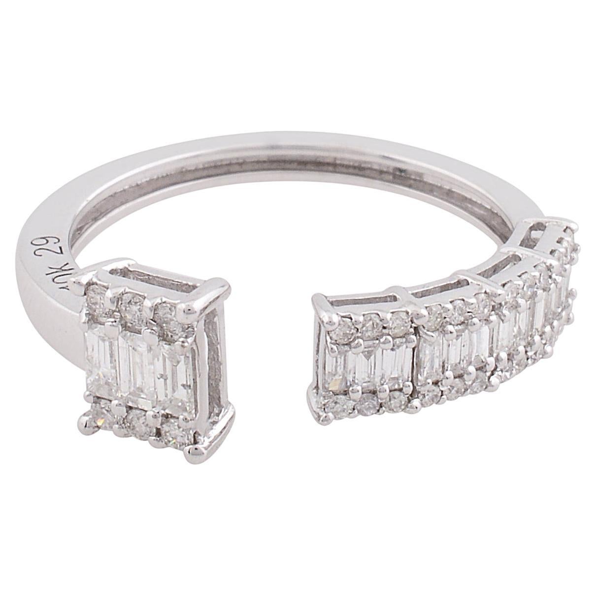Baguette Diamond 10 Karat White Gold Ring For Sale