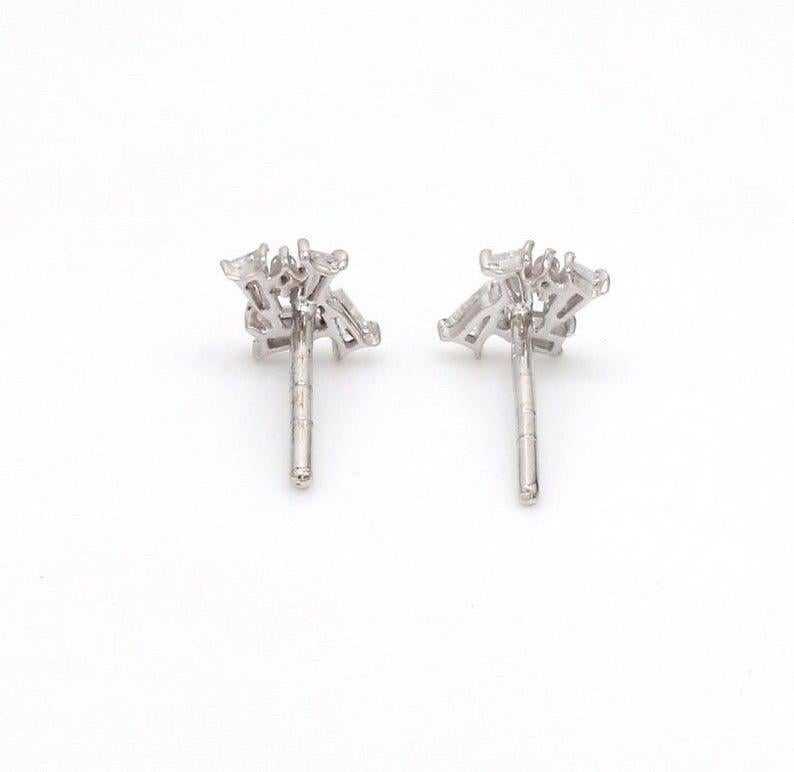 Modern Baguette Diamond 14 Karat White Gold Stud Earrings For Sale