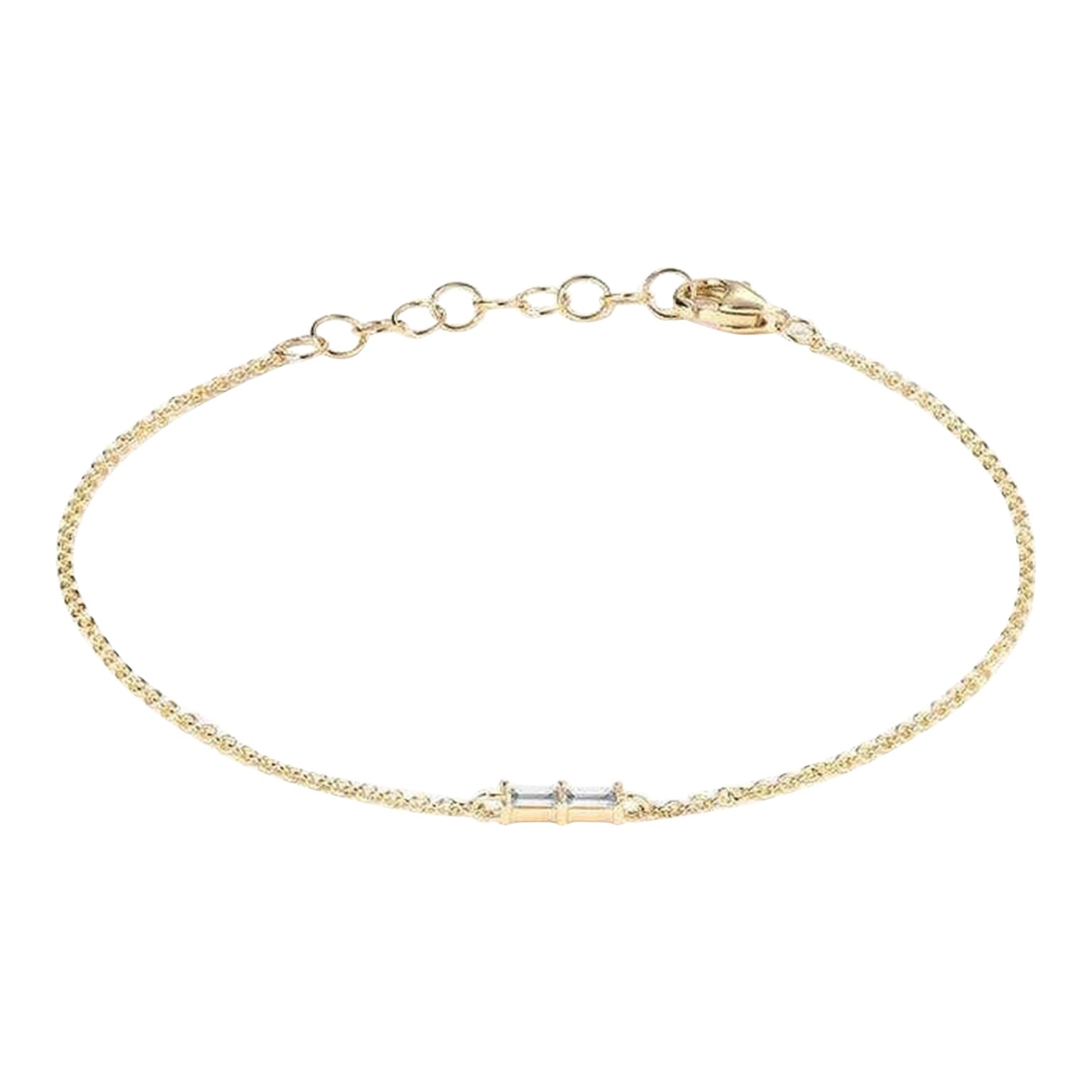 Pulsera de cadena de oro con diamantes baguette de 14 quilates (o 18 quilates bajo pedido) en venta