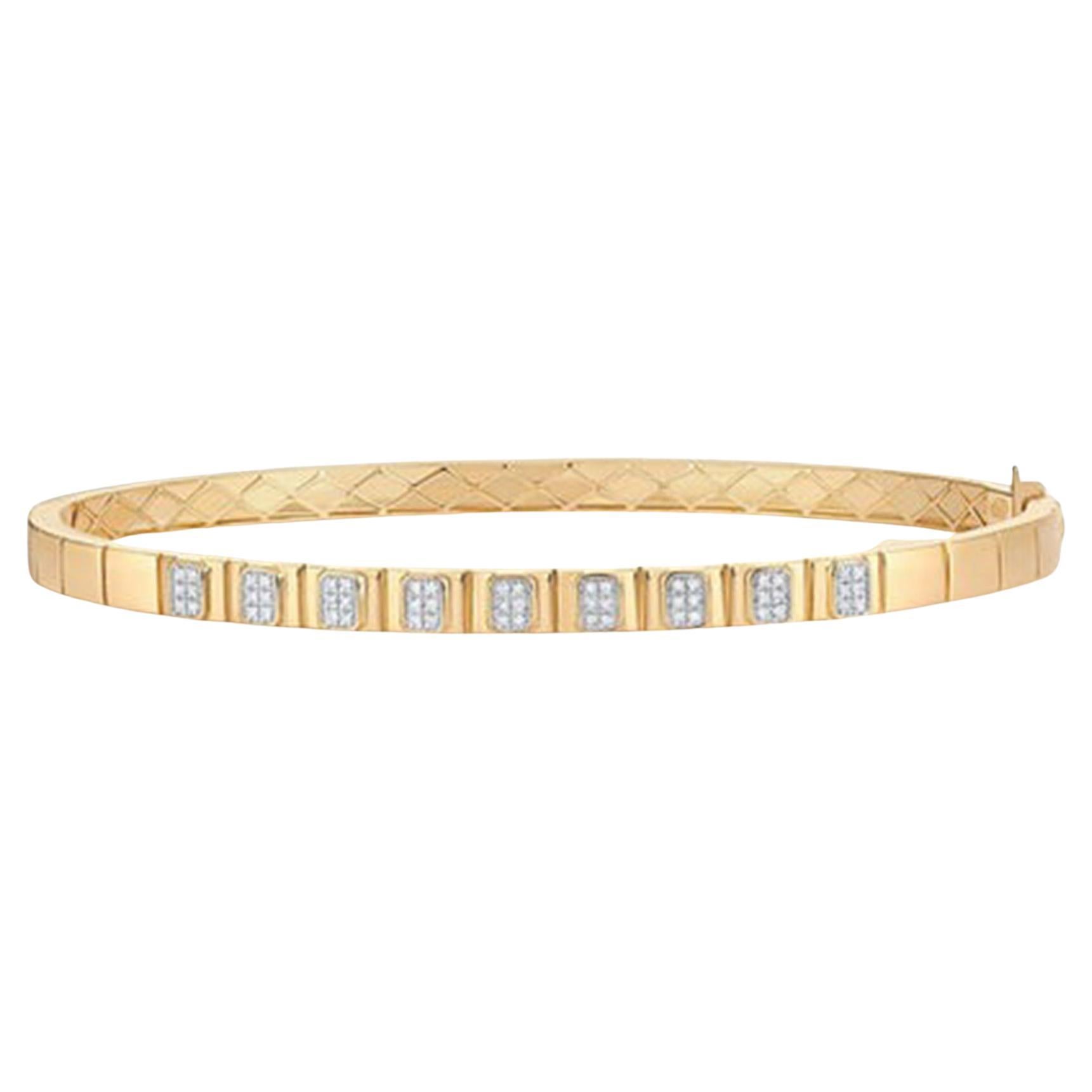Bracelet en or jaune 14K (ou 18k sur demande) avec diamant baguette en vente
