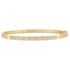 Baguette Diamond 14K (or 18k upon request) Yellow Gold Bar Bangle Bracelet