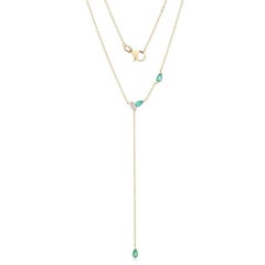 Baguette Diamond 14K (or 18k upon request) Yellow Gold Lariat Necklace