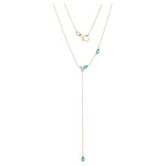 Baguette Diamond 14K (or 18k upon request) Yellow Gold Lariat Necklace