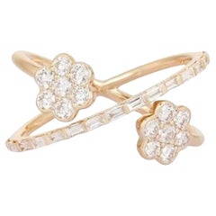 Baguette Diamond 14K (or 18k upon request) Yellow Gold Open Wrap Baguette Ring