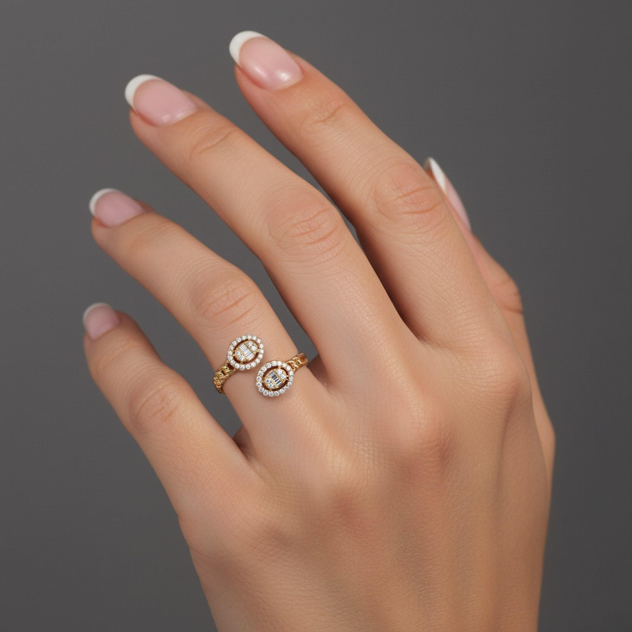 in vendita:  Anello con diamante baguette in oro giallo 14K (o 18k su richiesta) 2