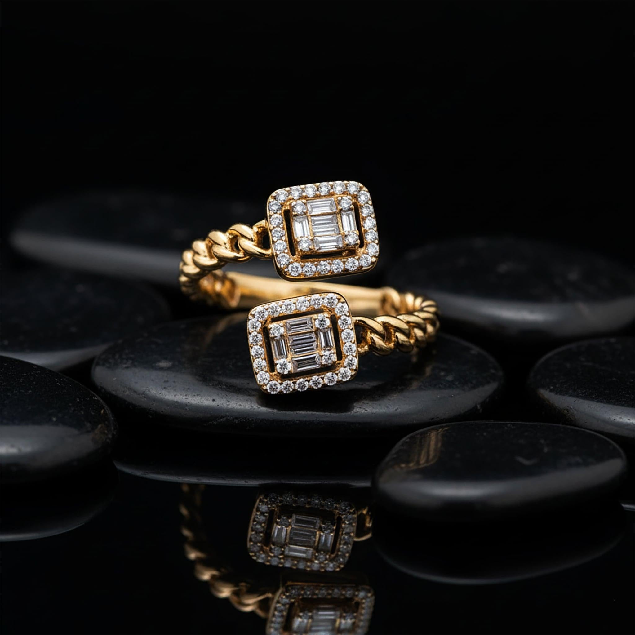 in vendita:  Anello con diamante baguette in oro giallo 14K (o 18k su richiesta) 3