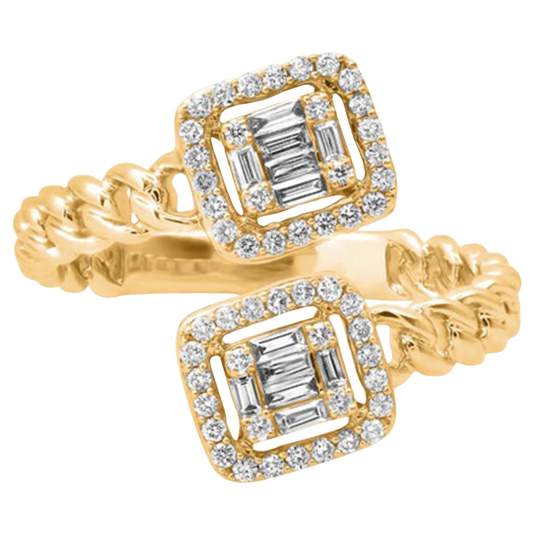 Anello con diamante baguette in oro giallo 14K (o 18k su richiesta)