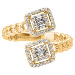 Anello con diamante baguette in oro giallo 14K (o 18k su richiesta)