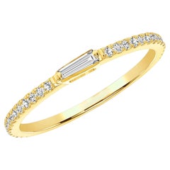 Baguette-Diamant 14K Gelbgold Akzentring mit Baguette-Diamant