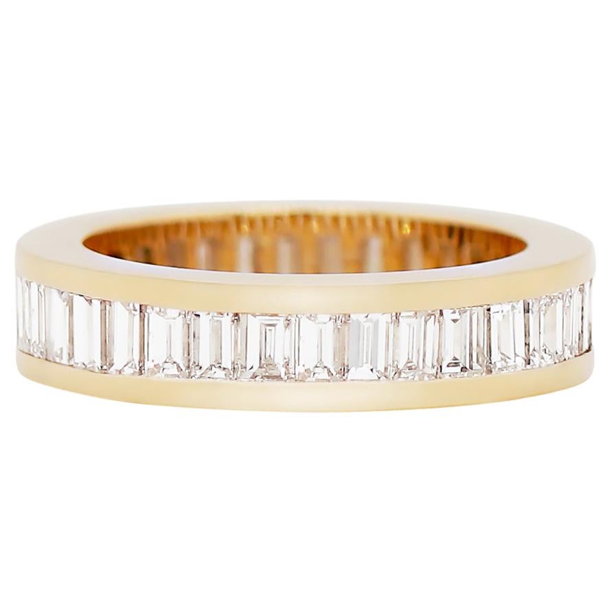 Anillo Eternidad Diamante Baguette 18 Quilates Oro Amarillo