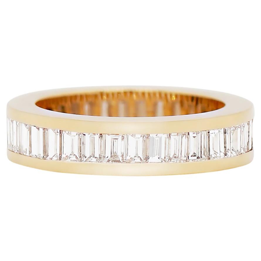 Baguette Diamond 18 Carat Yellow Gold Full Eternity Ring For Sale