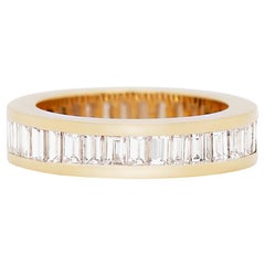 Anillo Eternidad Diamante Baguette 18 Quilates Oro Amarillo