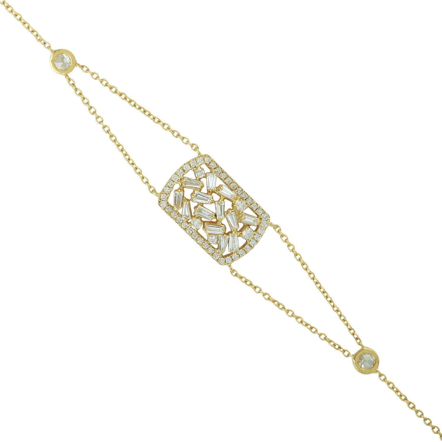 Diamant-Armband aus 18 Karat Gold mit Baguetteschliff (Moderne) im Angebot