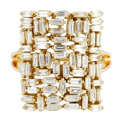 Diamantring aus 18 Karat Baguette-Gold mit Diamanten