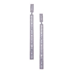Baguette Diamond 18K White Gold Drop 238 Diamonds Earrings