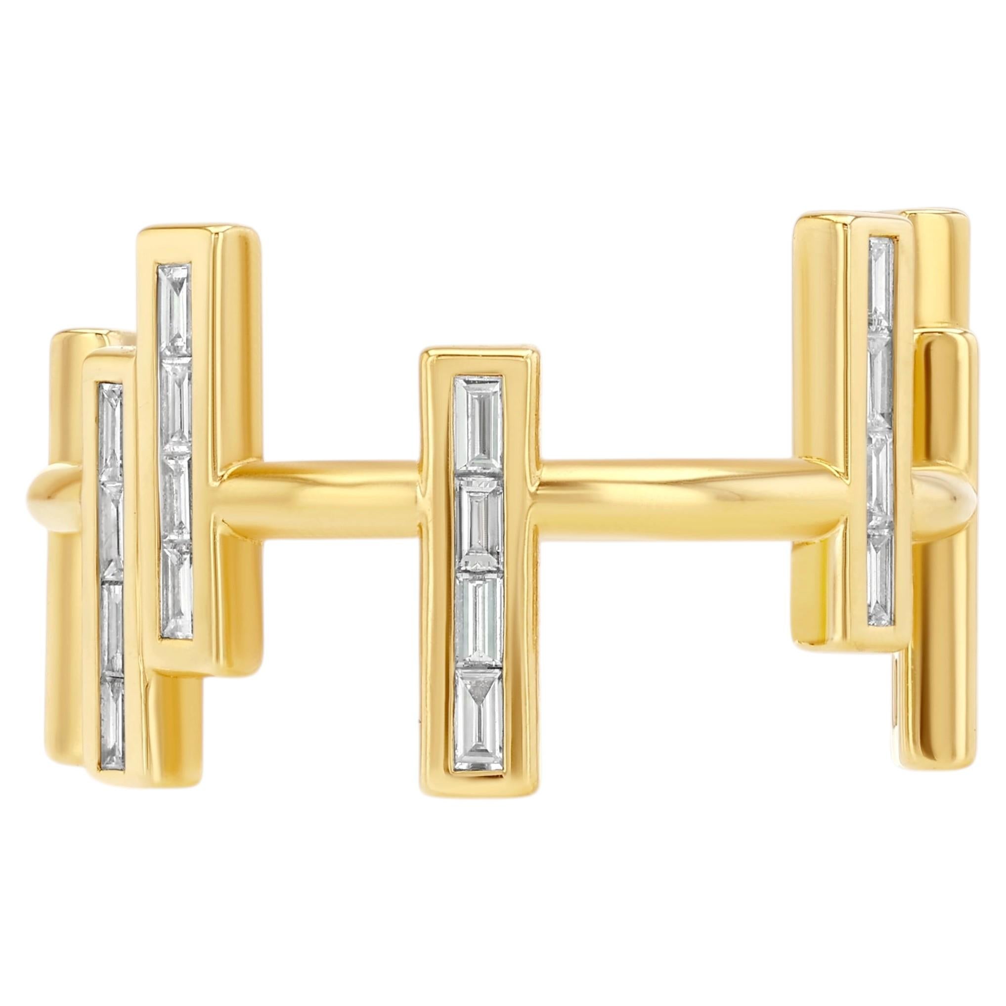 Baguette Diamond and 18k Yellow Gold Delicate Ring