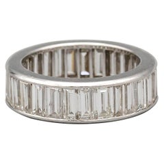 Baguette Diamond and Platinum Band Ring