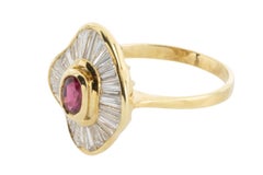 Baguette diamond and ruby ring in 18 carat gold