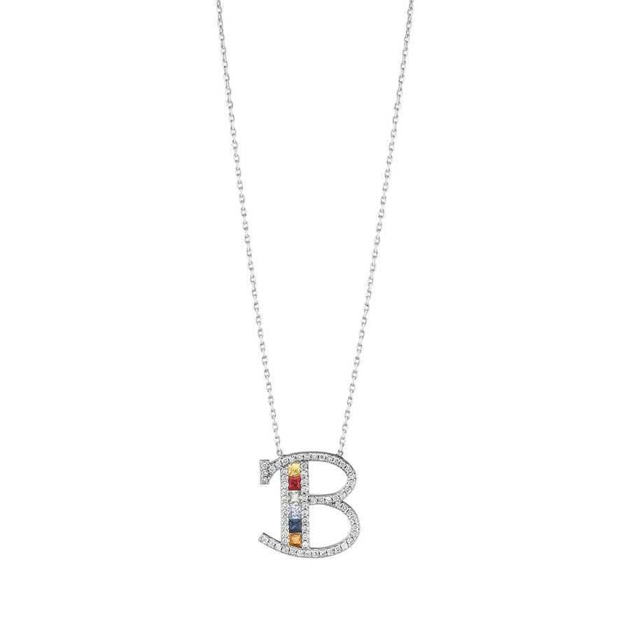 baguette diamond initial necklace