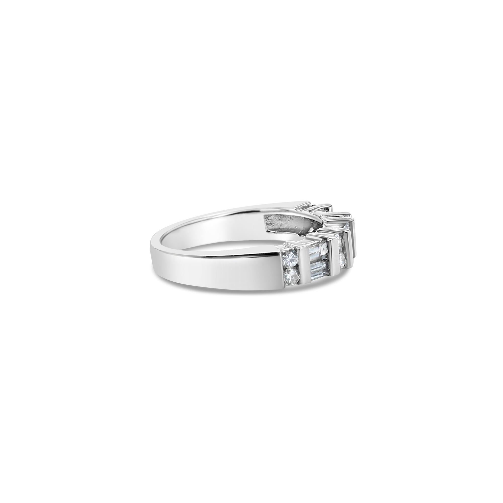 Baguette Cut Baguette Diamond Anniversary Wedding Band 14k White Gold For Sale