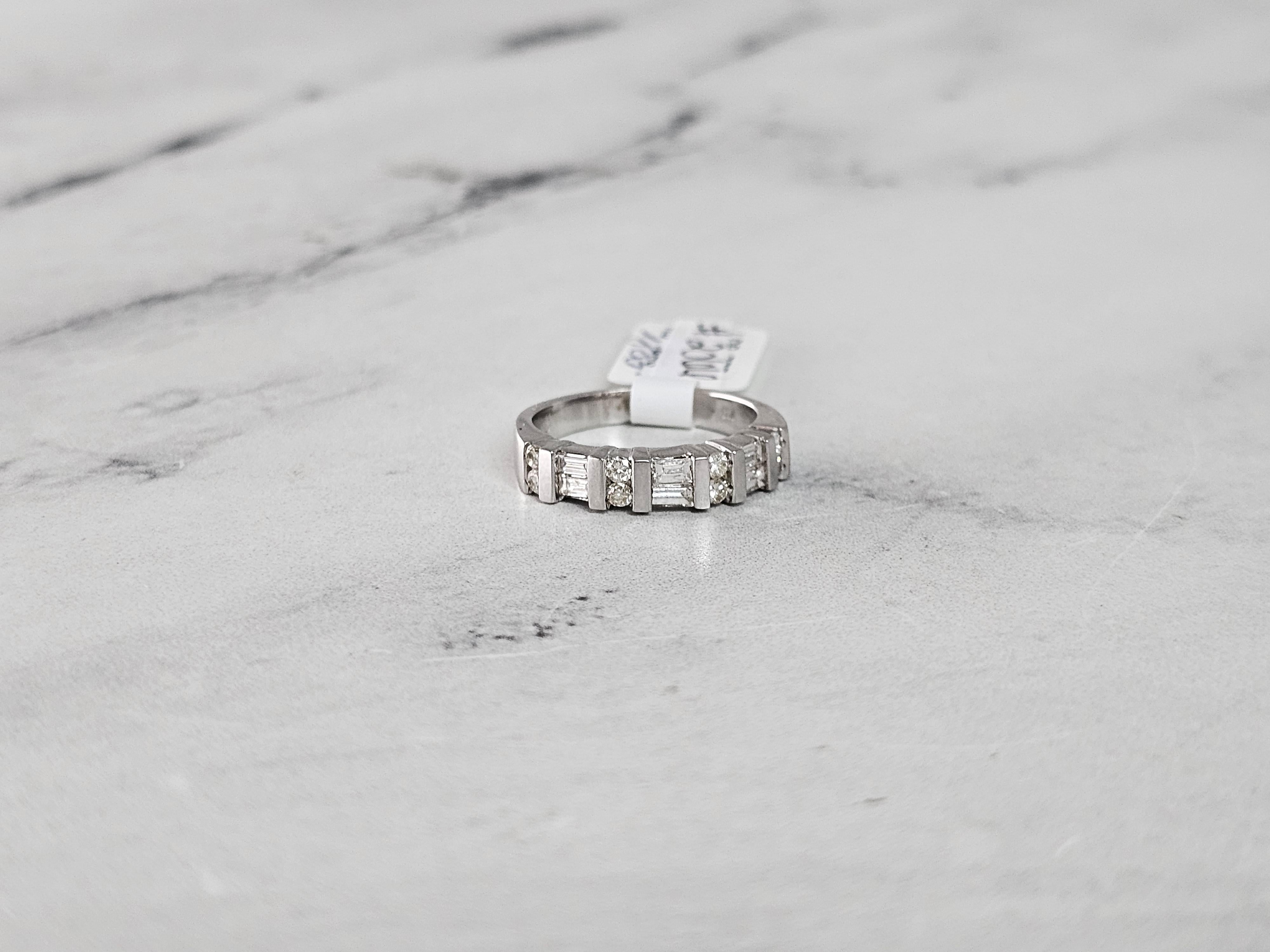 Baguette Diamond Anniversary Wedding Band 14k White Gold In New Condition For Sale In Sugar Land, TX