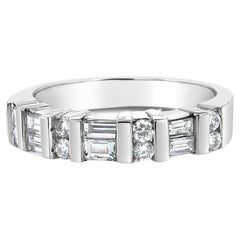 Baguette Diamond Anniversary Wedding Band 14k White Gold