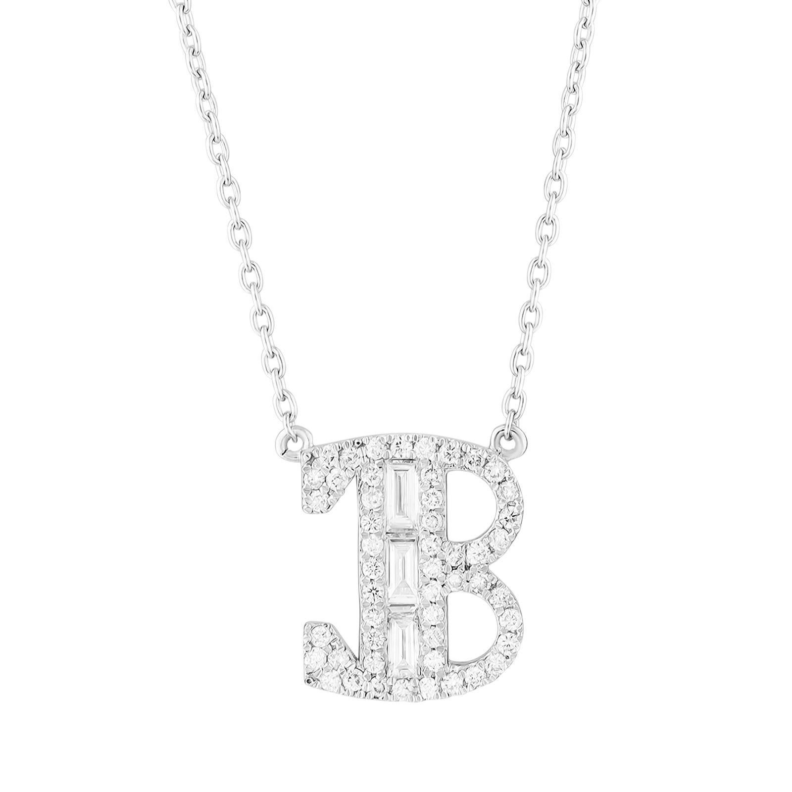 baguette diamond letter pendant