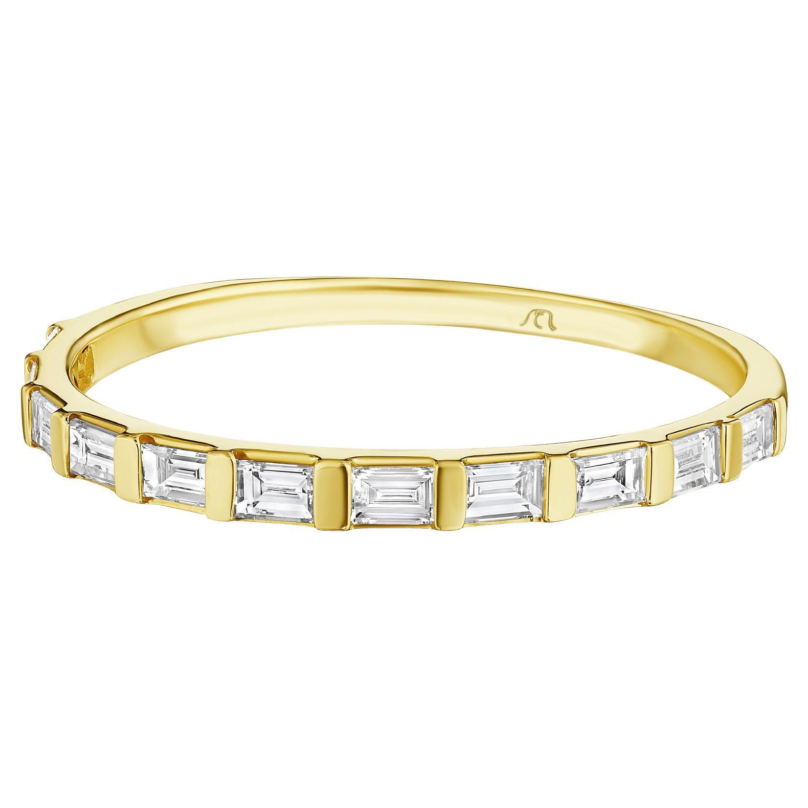 Bandeau en or jaune 14KT avec diamant baguette