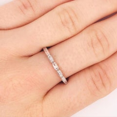 Baguette Diamond Band Ring, 0.25 Carats Diamonds 1/4 Carat Band 14K White Gold