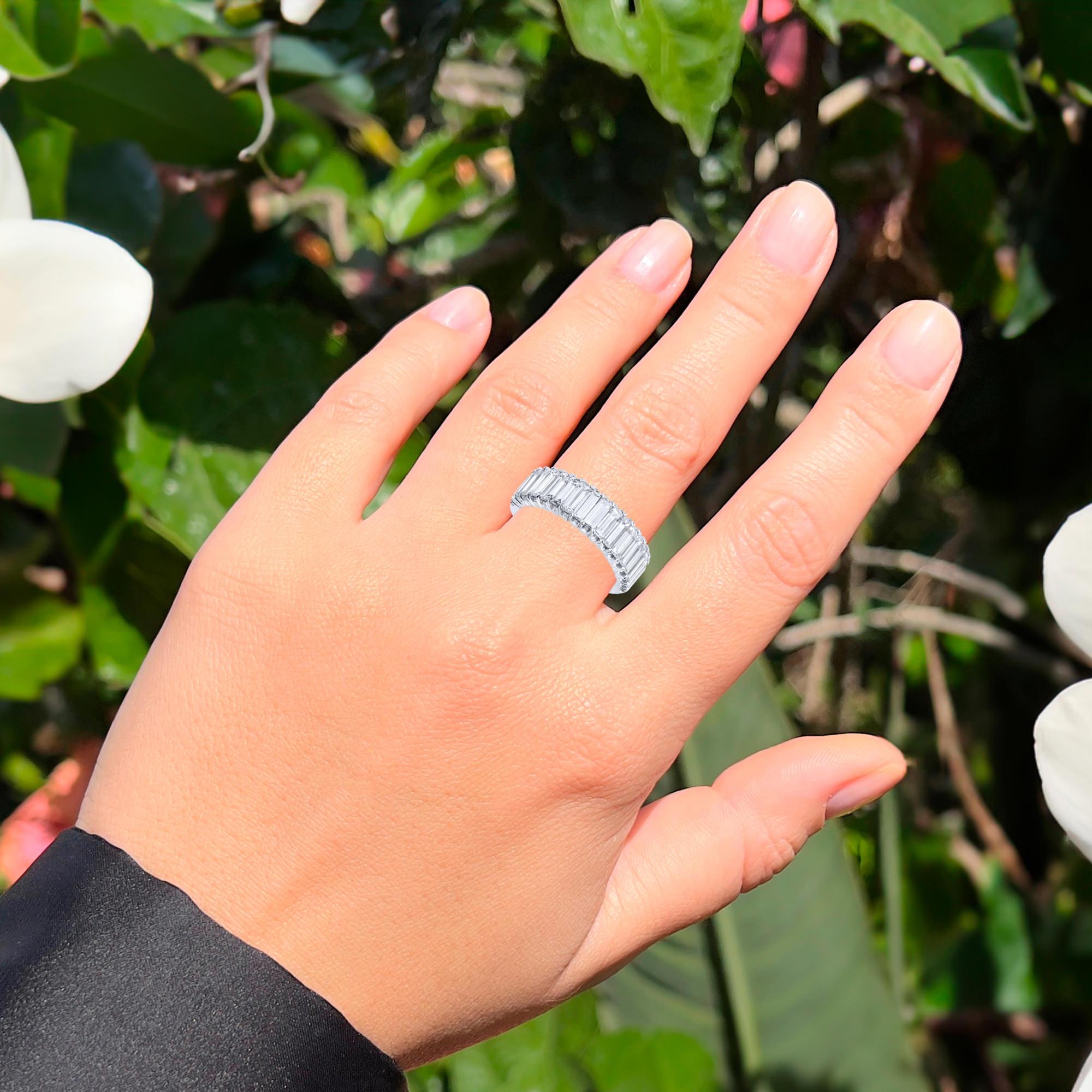 Contemporary Baguette Diamond Band Ring Half Eternity 2.28 Carats 18K White Gold For Sale