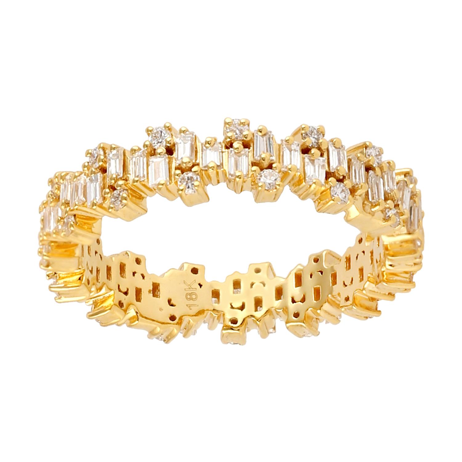 Baguette Diamant Band Ring aus 18k Gelbgold (Kunsthandwerker*in)