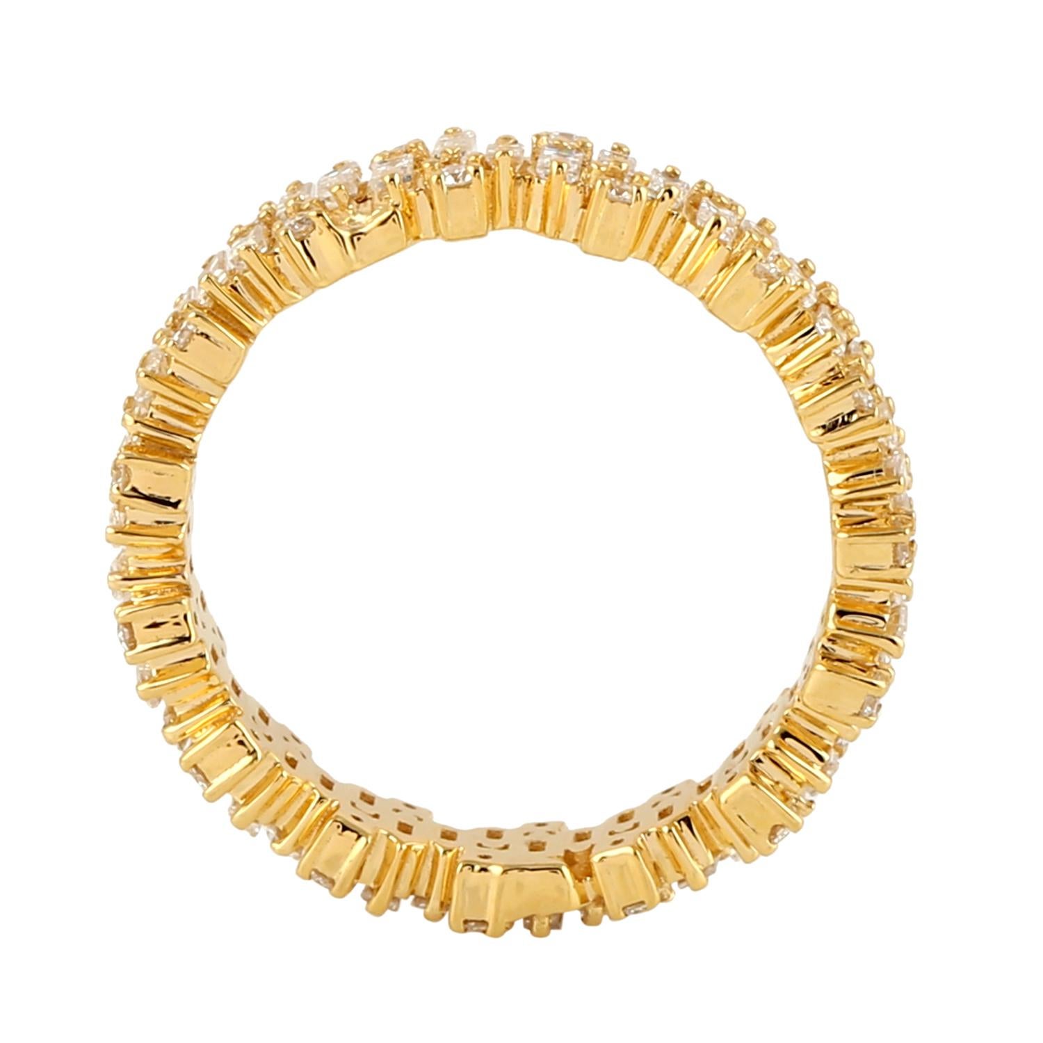 Baguette Diamant Band Ring aus 18k Gelbgold (Gemischter Schliff)