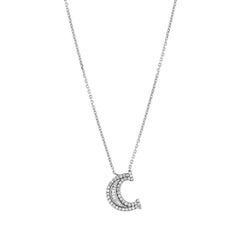 Baguette Diamond C Initial Necklace 14K Solid White Gold, Valentine's Day Gift