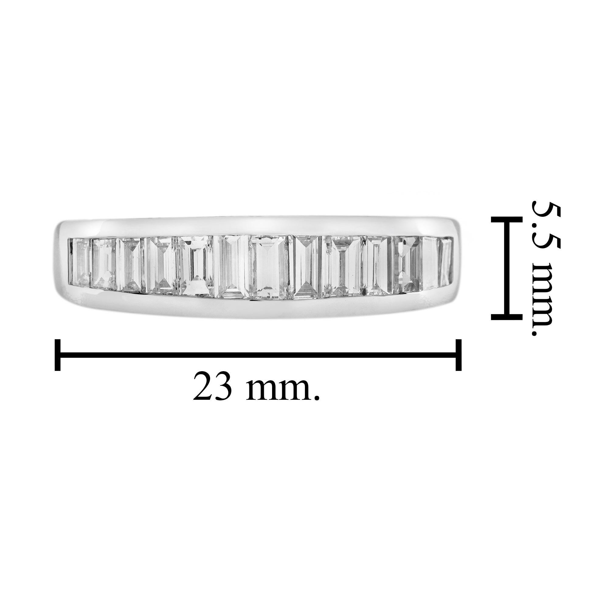 Baguette Diamond Channel Set Classic Style Wedding Band Ring in Platinum 950 For Sale 4