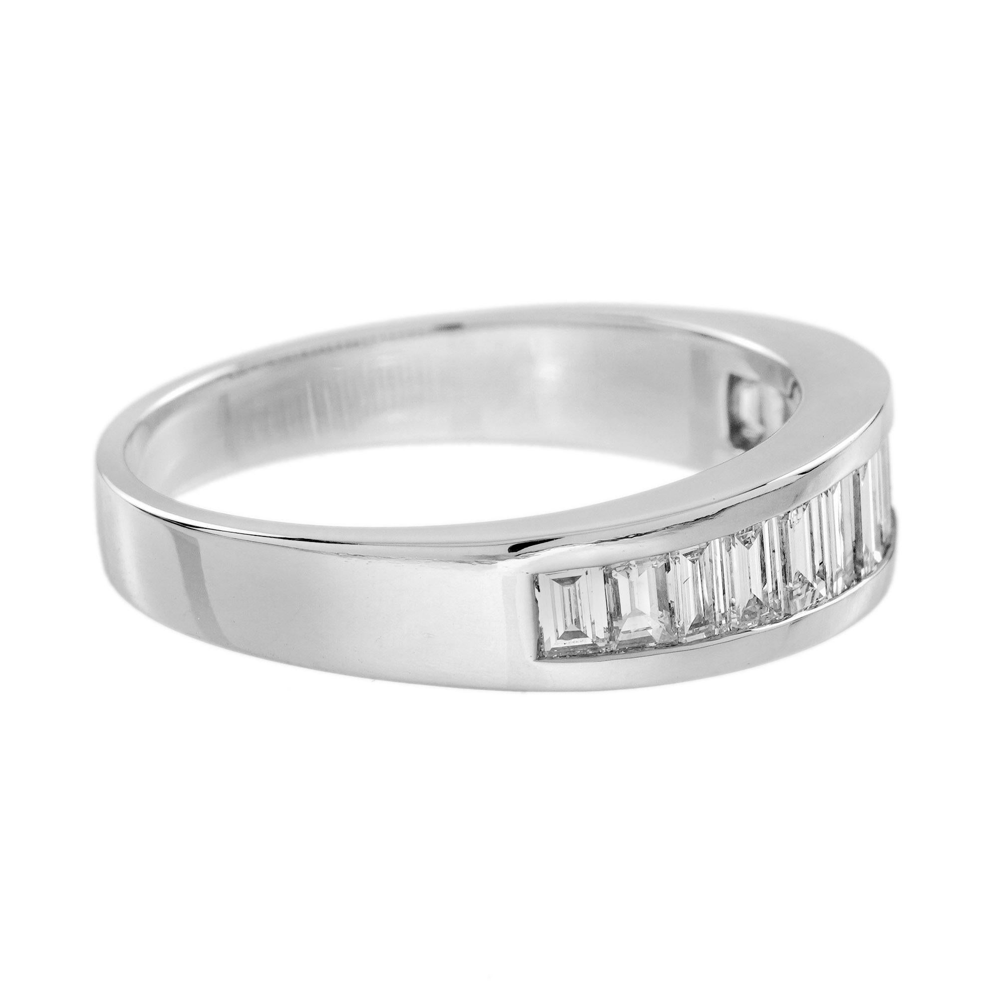 Baguette Diamond Channel Set Classic Style Wedding Band Ring in Platinum 950 For Sale 1