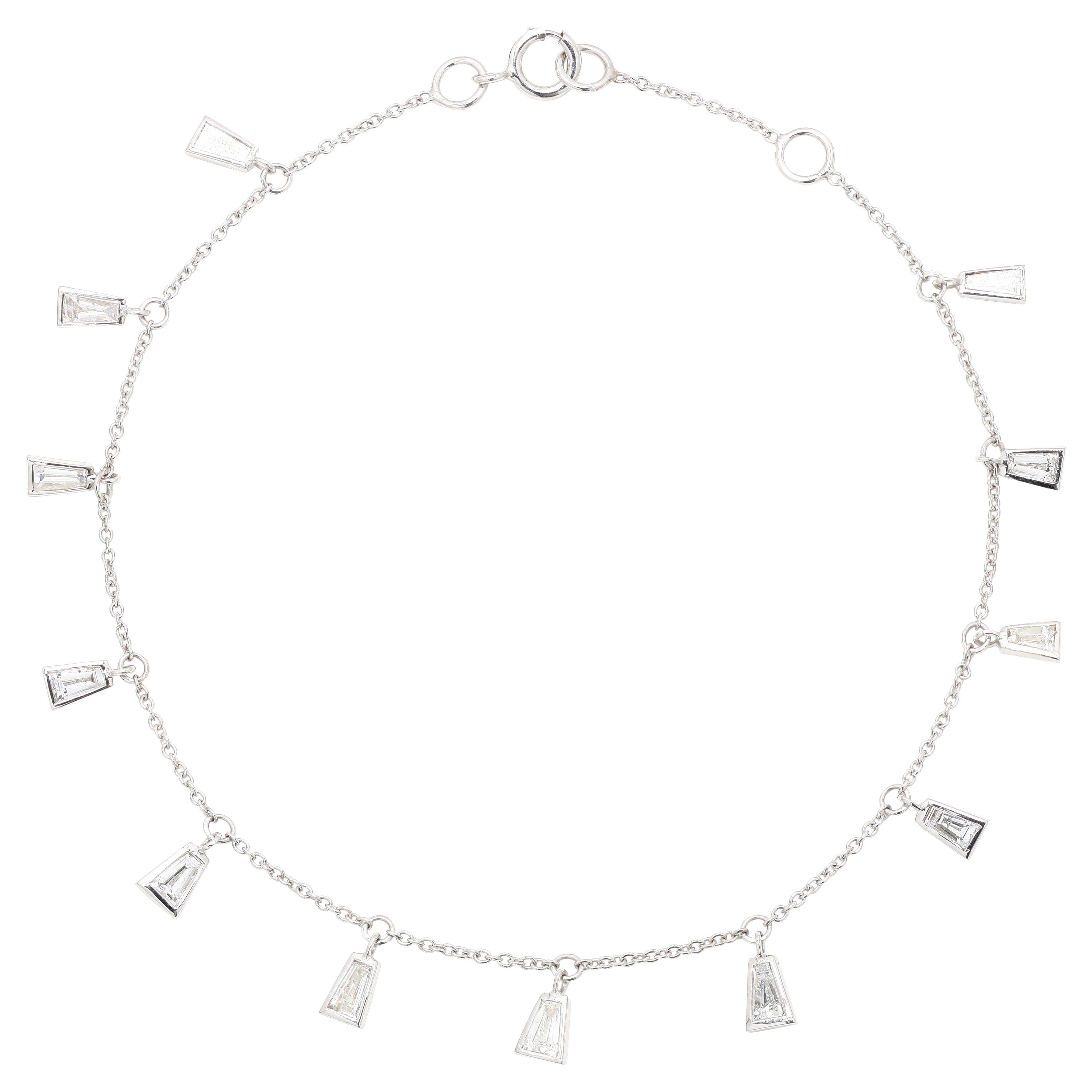 Baguette Diamond Charm Bracelet in 18K White Gold