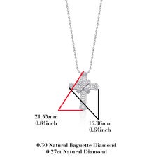 Baguette Diamond Cocktail Cross Solid Gold Necklace