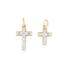 Pendentif croix en diamant baguette petit modèle