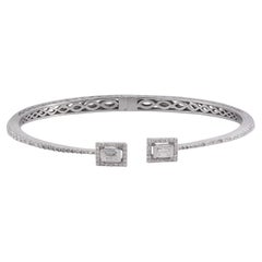 Baguette-Diamant-Manschettenarmreif aus 18 Karat Weißgold Handgefertigter feiner Schmuck