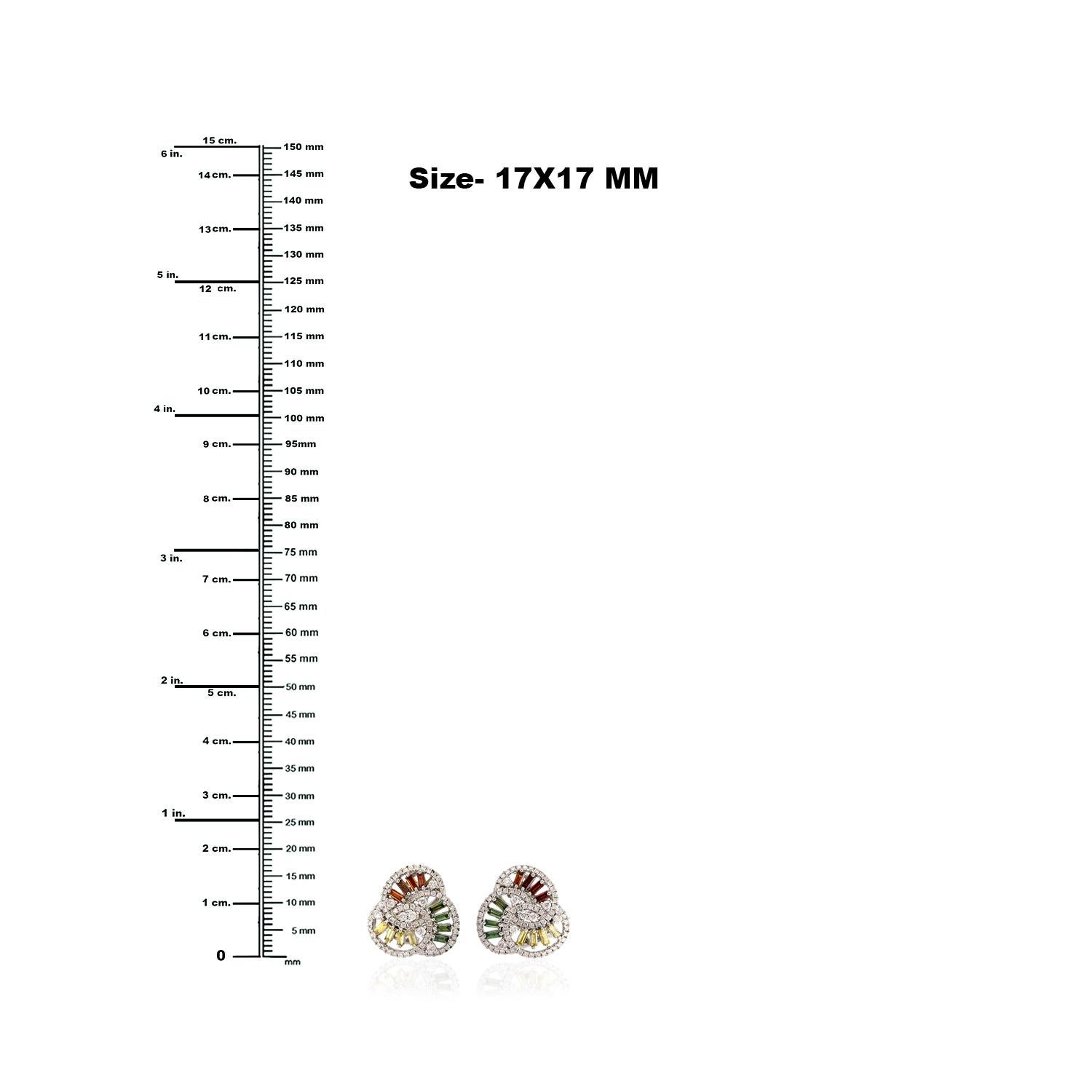 Mehrfarbige Baguette-Diamant-Ohrringe aus 18 Karat Gold im Zustand „Neu“ im Angebot in New York, NY