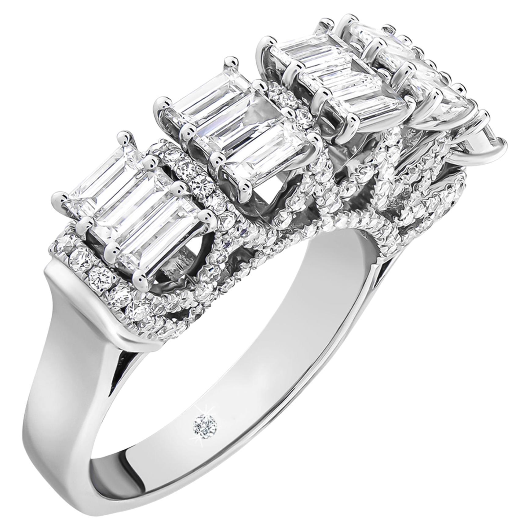 1.25Ct Baguette Cut Diamond 14K White Gold Anniversary Wedding  Ring Band SN 