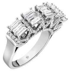 Baguette Diamond Engagement Ring, 5-Stone Style 2.08Ct. E VS White Gold