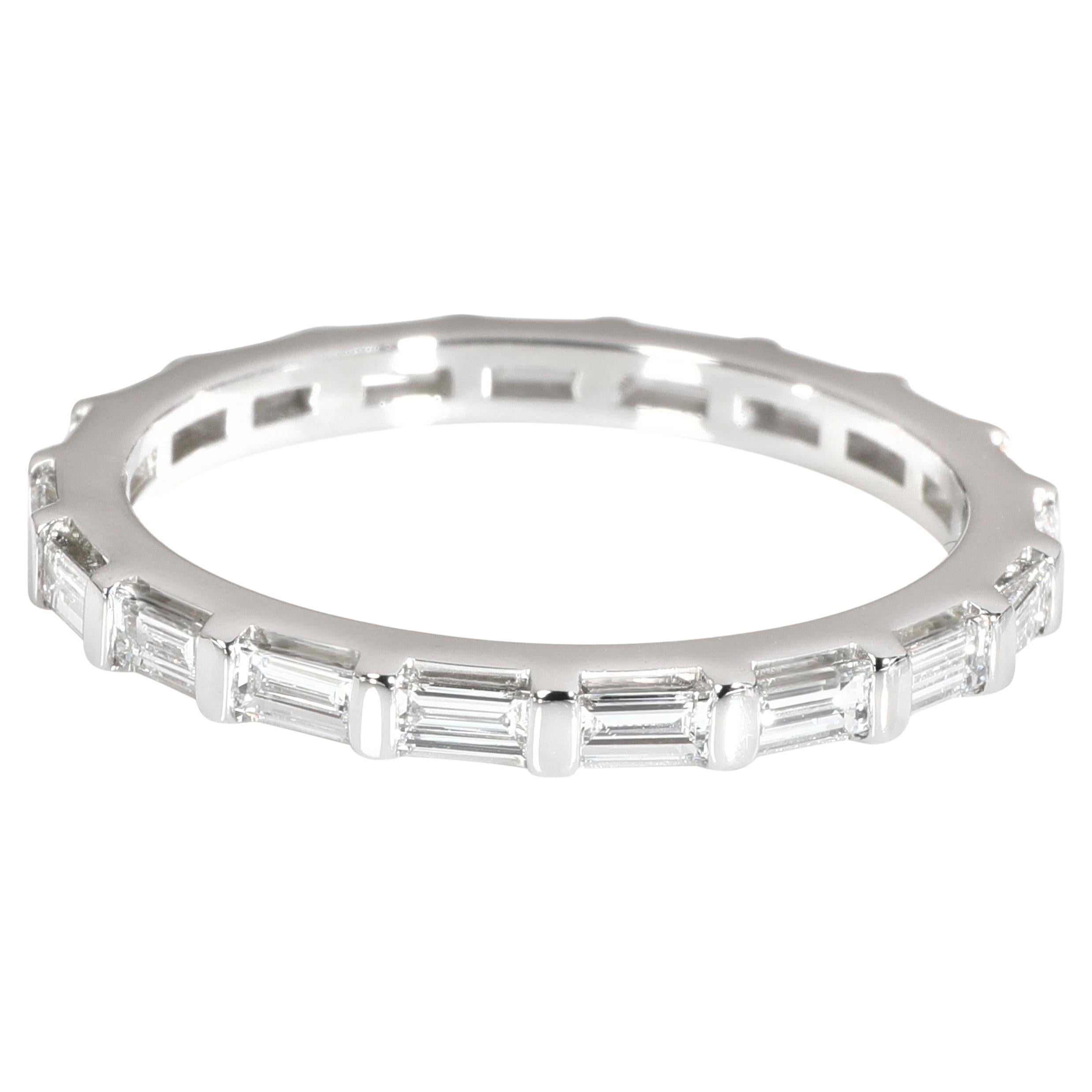 French Platinum Baguette Diamond Eternity Band For Sale at 1stDibs