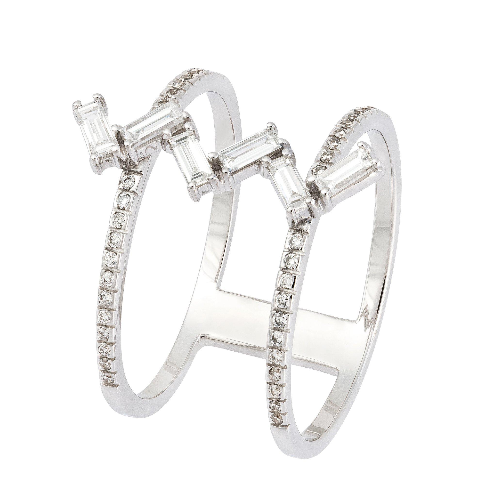 Baguette Diamond Fashion Diamond RING 18K White Gold 0.13 Cts/42 Pcs; 0.24 Cts/6 Pcs
