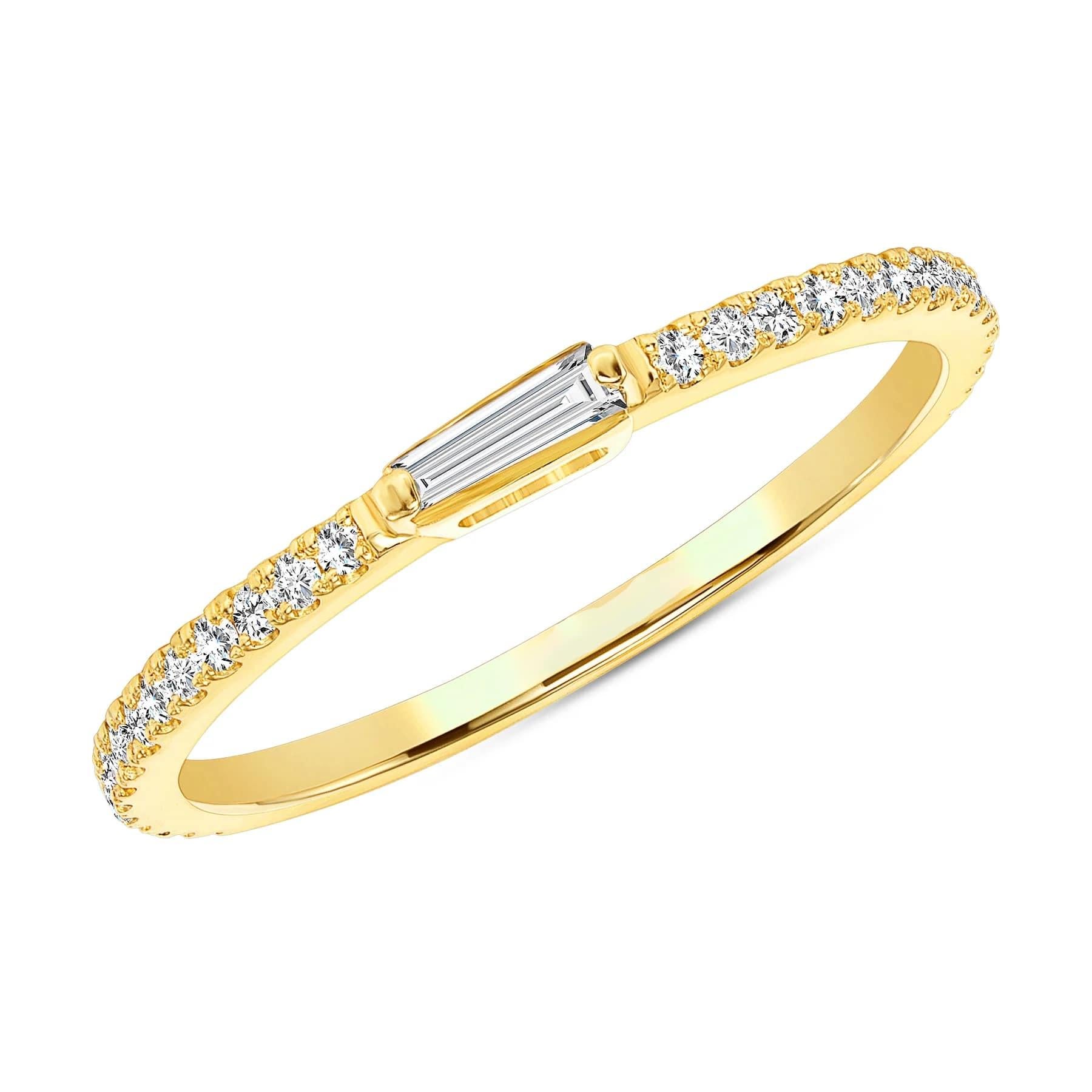 For Sale:  Baguette Diamond 14K Yellow Gold Accent Ring 2