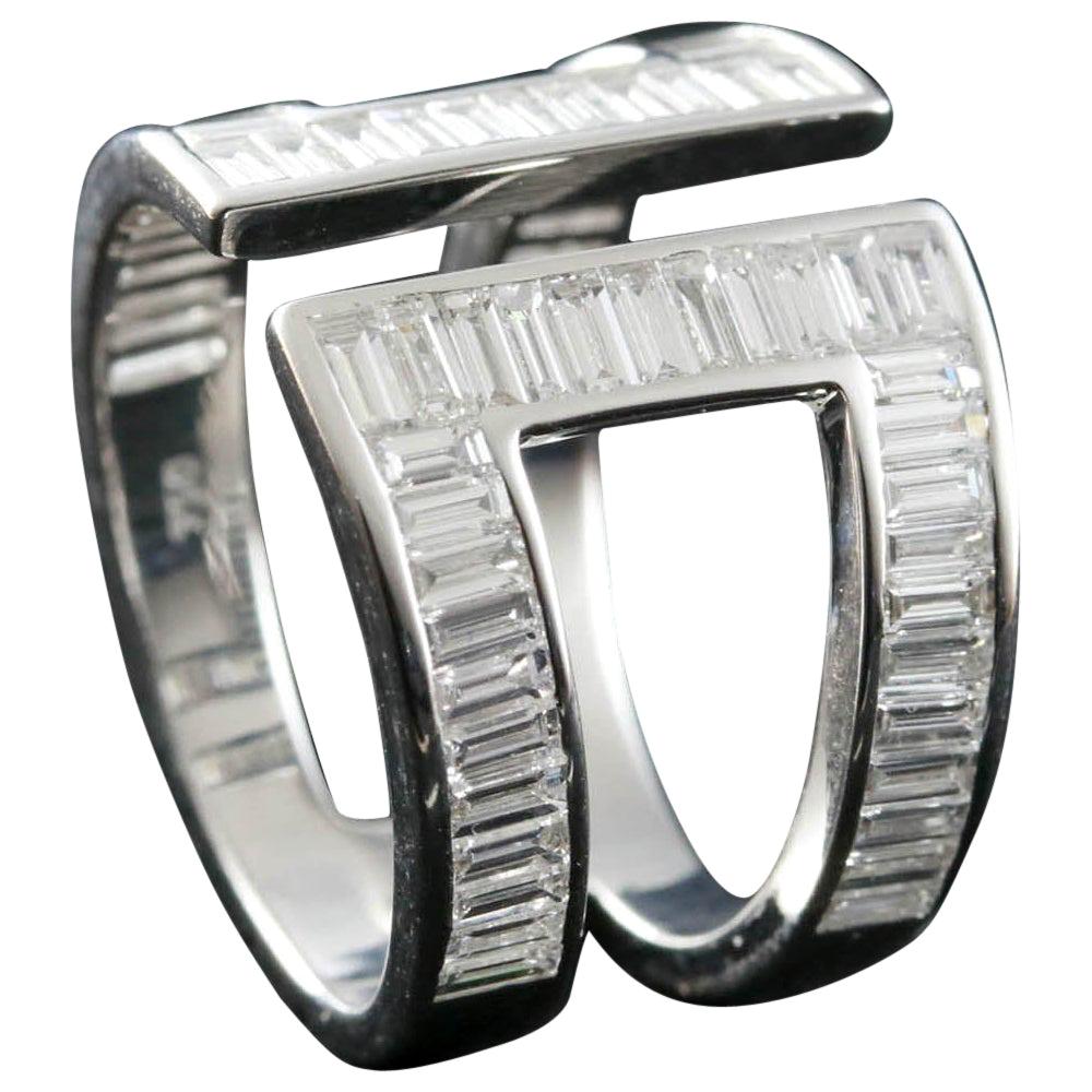 For Sale:  Baguette Diamond Fashion Ring in 18 Karat Gold