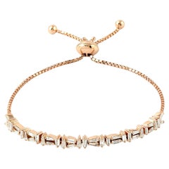 Baguette Diamond Fixed & Flexible Bracelet Made In 18k Rose Gold