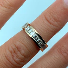 Baguette diamond full eternity engagement ring 18k rose gold