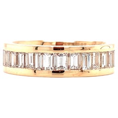 Baguette diamond full eternity engagement ring 18k rose gold